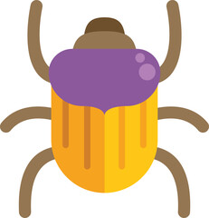 Colorful yellow and purple beetle is crawling with its wings open