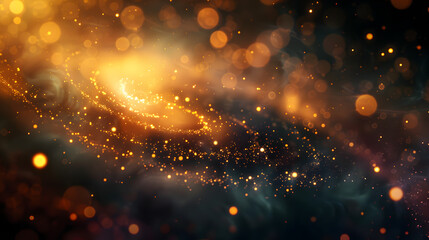 Fototapeta premium A cosmic scene filled with swirling colors and glowing particles, evoking a sense of wonder.
