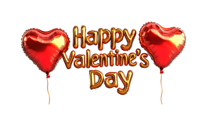 3D text Happy Valentines Day with heart shaped isolated on white background PNG.AI GENERATED