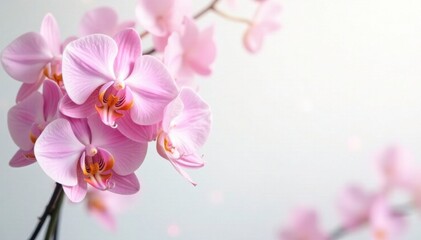 soft pastel colors of flowers on a white background, orchid, whimsical