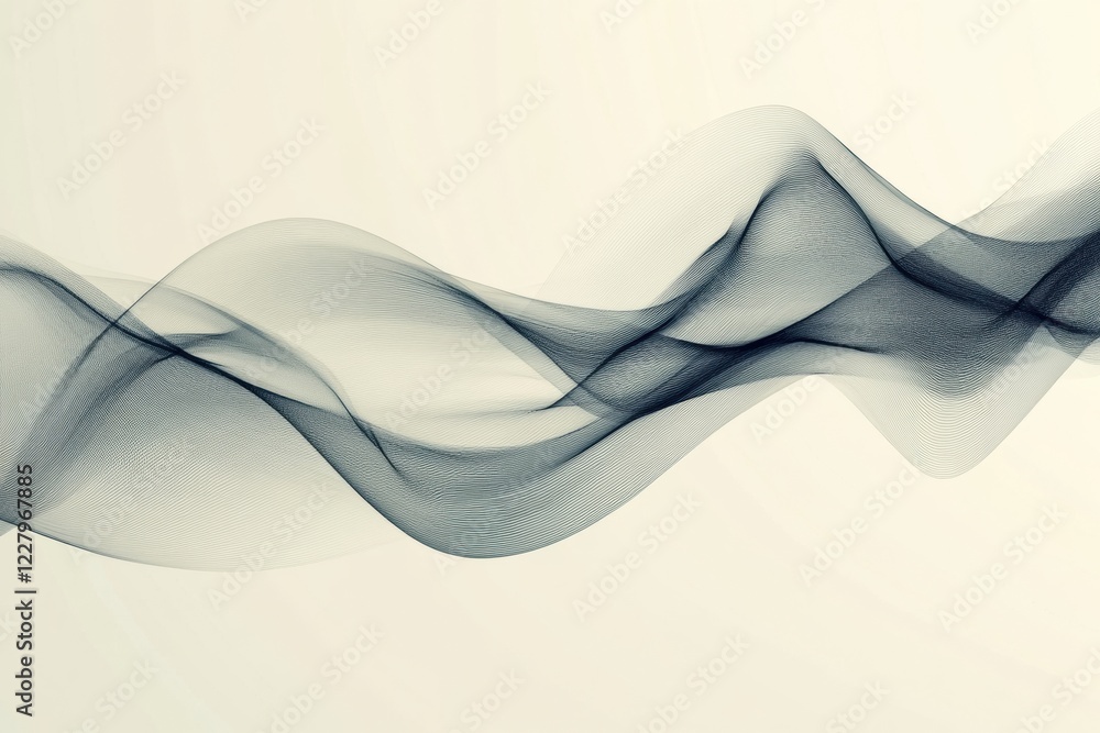 Poster Elegant black waves flow smoothly across a light background creating a sense of calm and serenity in abstract design. Generative AI
