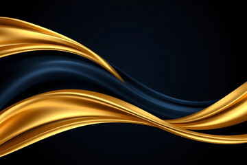 Luxurious Gold and Navy Abstract Waves with Metallic Sheen Design