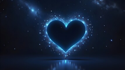 A cosmic-inspired heart glowing in a starry galaxy with a deep blue backdrop.
