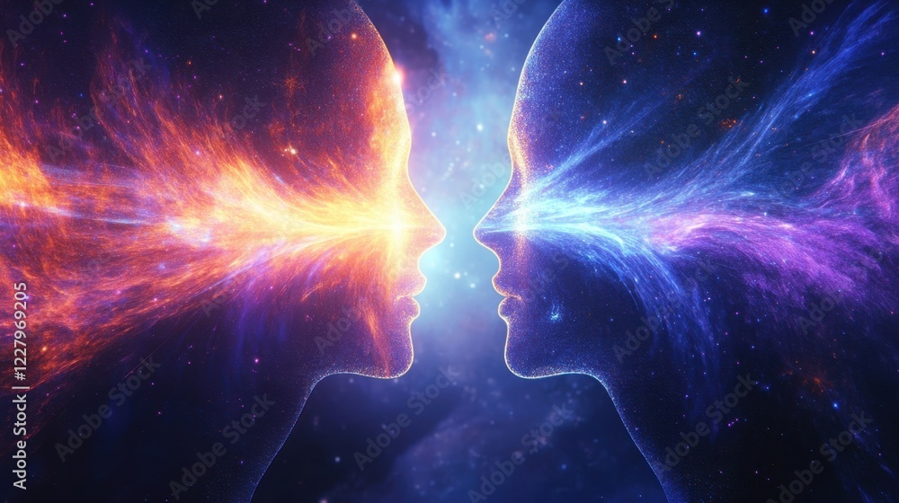 Aufkleber cascading streams of light flowing upward mirroring the concept of knowledge transfer and mentorship