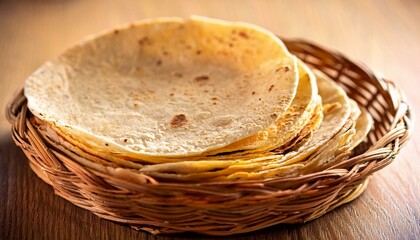 a stack of tortillas in a basket