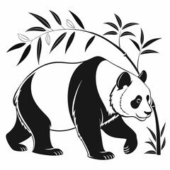Panda vector silhouette black design white background