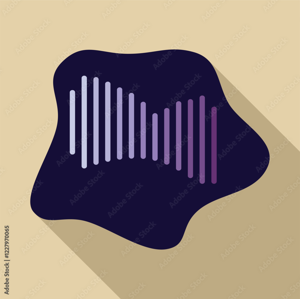 Poster colorful digital audio waveform representing sound frequencies on a dark abstract blob with long sha