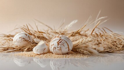 Obraz premium shell, sea, seashell, pearl, beach, jewelry, decoration, nature, frame, necklace, gold, shells, food, marine, isolated, beauty, seashells, ocean, flower, sand, closeup, border, yellow, object