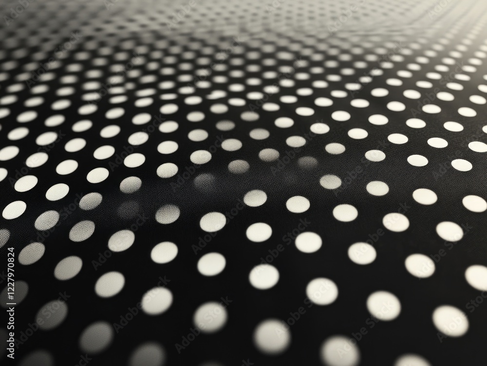 Poster a black fabric with a polka dot pattern in circles. the texture is smooth against the lighter backgr