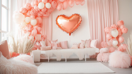 Heart balloon with elegant accents floating in pink ambiance-3