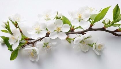Fototapeta premium blooming tree branch white background
