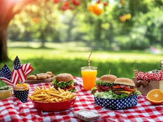 Patriotic Picnic: Burgers, Fries, and Festive Fun in the Park
