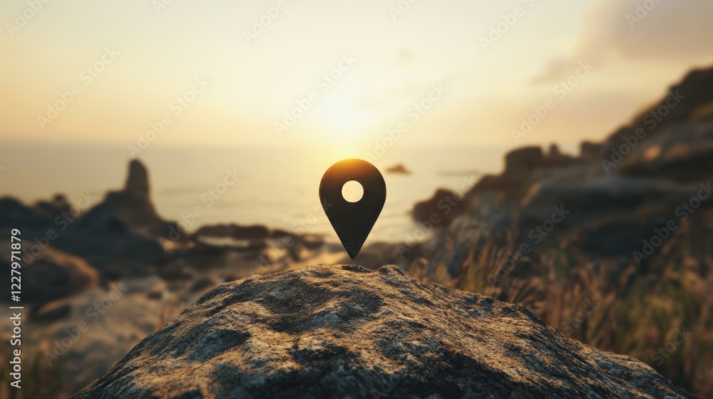 Poster 3d location map pin, gps pointer marker. geolocation and navigation icon for mobile app and web desi