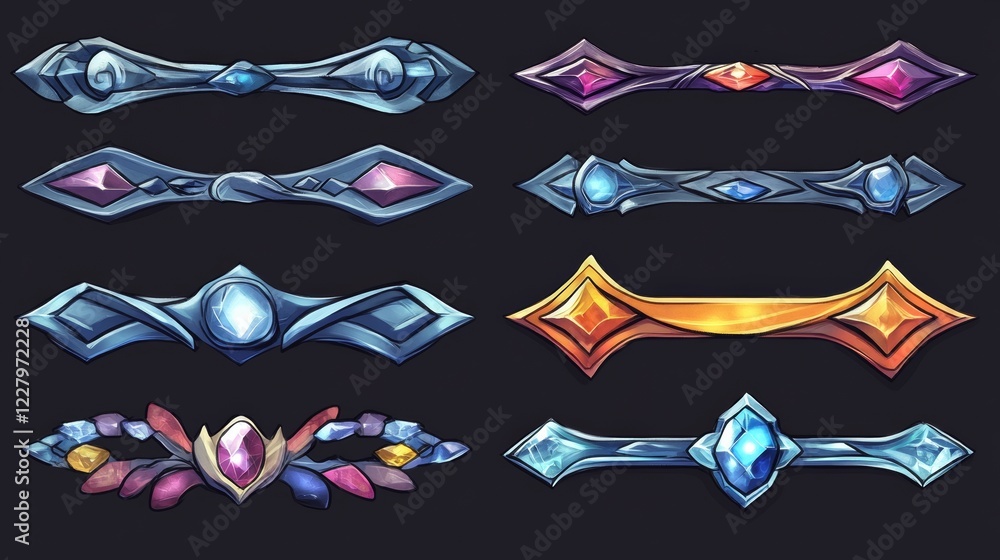 Poster avatar frame or menu banner for game level rank ui design. cartoon vector set of evolution process o