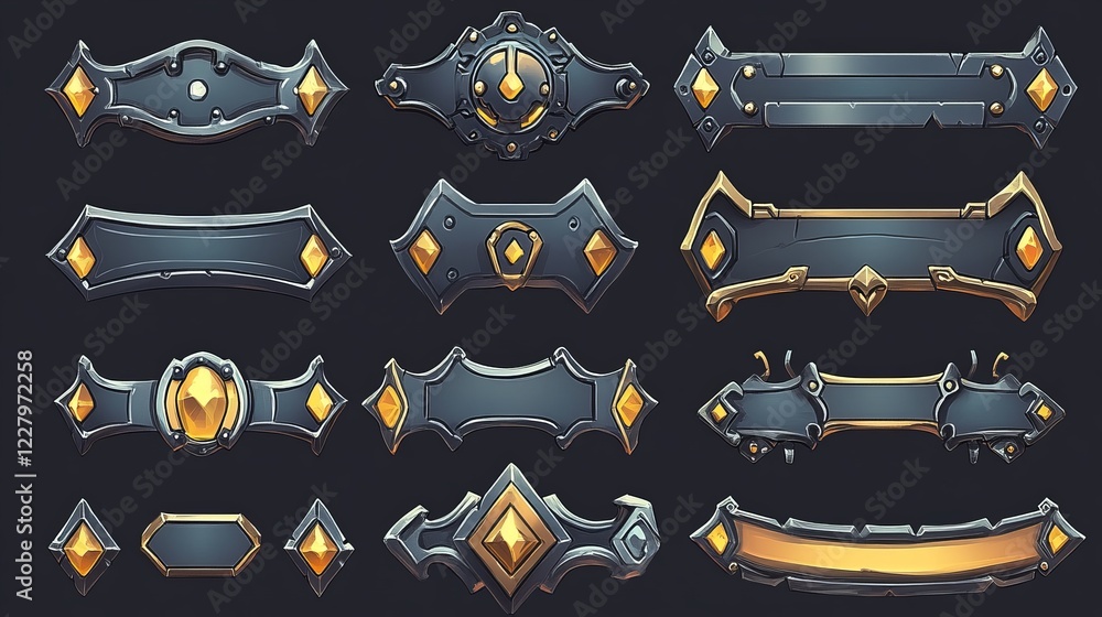 Poster avatar frame or menu banner for game level rank ui design. cartoon vector set of evolution process o