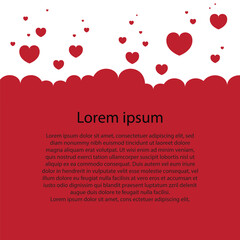 Many flying hearts. Simple design. Hearts love background. Vector background.