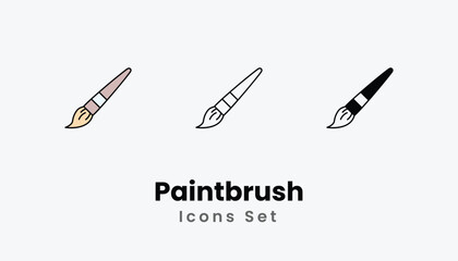 Paintbrush Icons thin line and glyph vector icon stock illustration