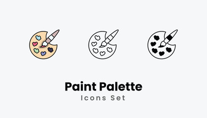 Paint Palette Icons thin line and glyph vector icon stock illustration