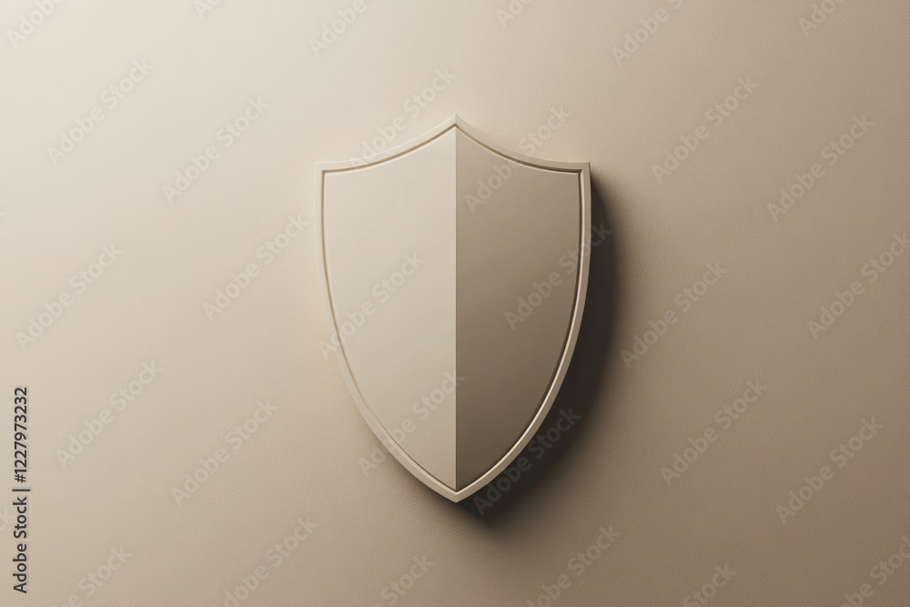 Aufkleber Shield emblem on a smooth beige background representing protection and security design principles. Generative AI