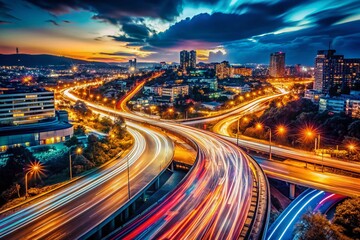 Fototapeta premium Long Exposure City Lights Blurred Motion Abstract Night Photography