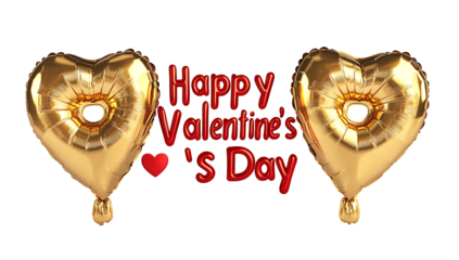 golden heart happy valentine's day isolated on white background PNG.AI GENERATED