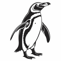 penguin vector silhouette black design white background
