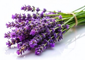 Long Exposure Lavender Bouquet: Calming Purple Flowers Isolated on White