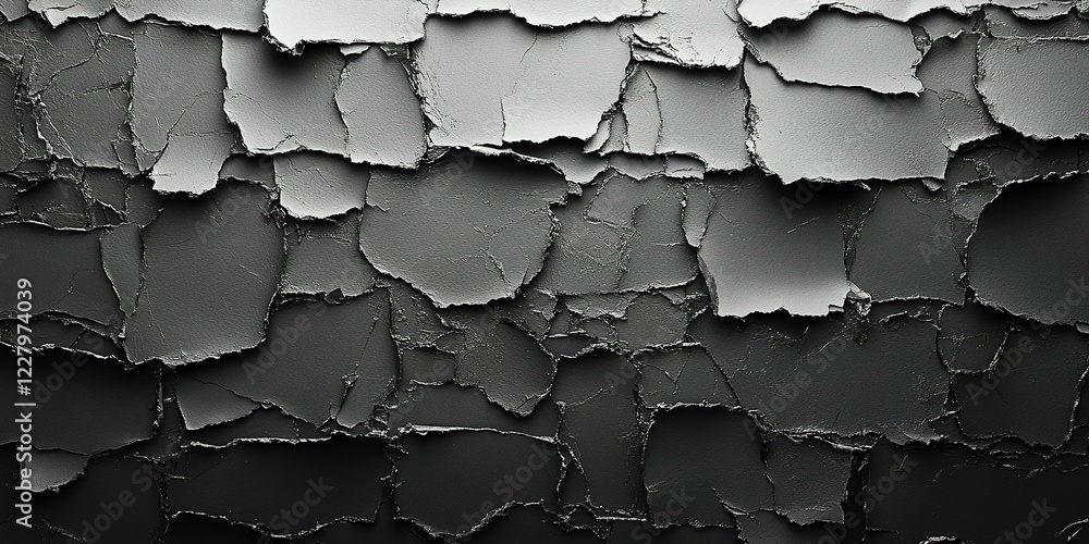 Aufkleber textured layers of peeling paint on a wall create a striking monochrome pattern in a dilapidated spa