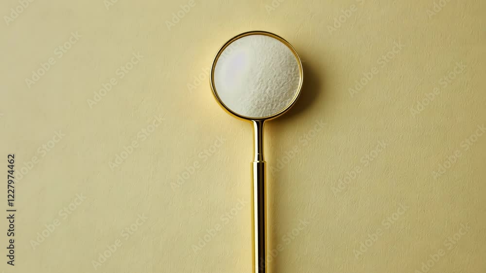 Poster unique close-up of round mirror against a beige background showcasing reflections and textures in su