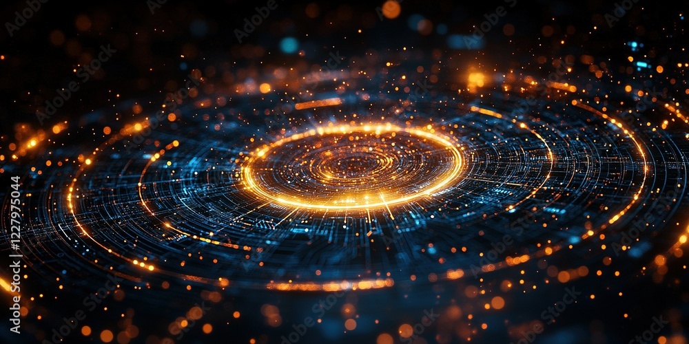 Poster dynamic swirl of light and energy create a mesmerizing visual in a digital universe