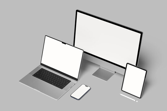 Multi devices responsive website blank mockup
