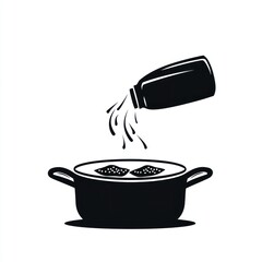 Seasoning food in pot, kitchen, cooking, recipe illustration