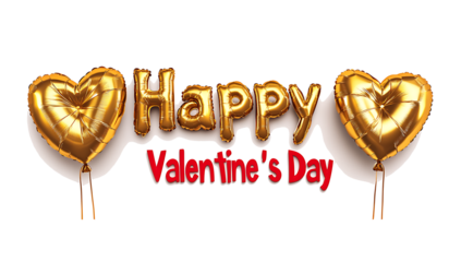 golden heart happy valentine's day isolated on white background PNG.AI GENERATED