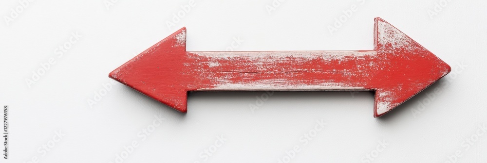 Aufkleber Red wooden arrows pointing left and right on a neutral background for directional guidance in various contexts. Generative AI