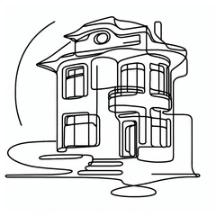 Fototapeta premium mansion silhouette thin 