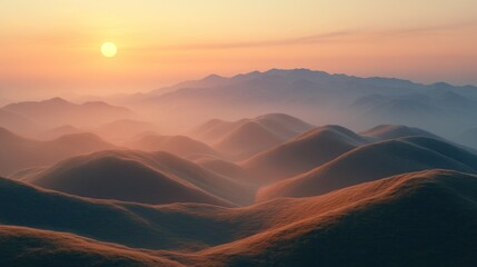Fototapeta premium Sunrise Misty Mountain Ranges