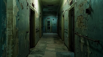 A lit hallway with feeling paint and