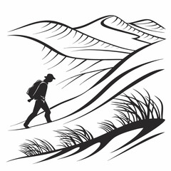 meadow, illustration, grass, nature, vector, plant, in silhouette, backgrounds, black and white, growth, herb, horizon, valley, vertical, abstract, back lit, beauty in nature, fir tree, flower, leaf, 