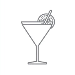 Gray-line cocktail, citrus garnish, white background, menu design