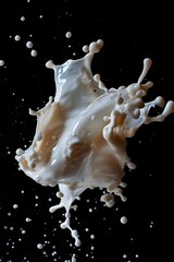 A Dynamic splash of milk captured in mid-air