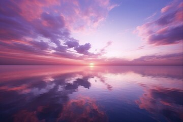 Obraz premium Vanilla Sky at Sunrise: Beautiful Pink and Purple Background Over the Scenic Horizon of the Sea