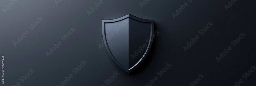 Leinwandbilder Stylized black shield emblem on a dark background representing protection and security concepts. Generative AI