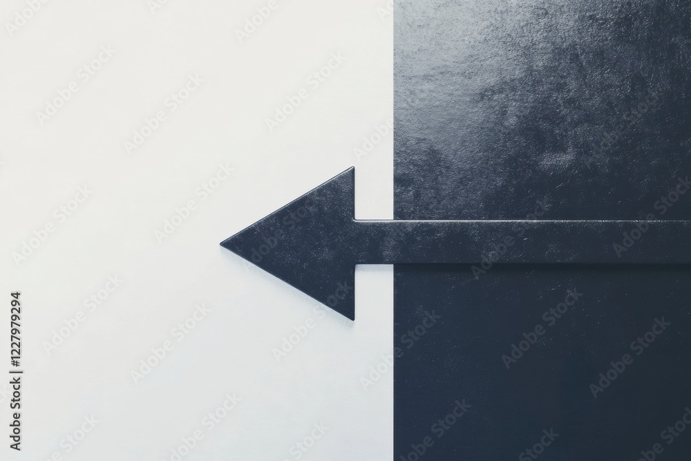 Aufkleber Black arrow pointing to the right against a contrasting background of white and dark colors. Generative AI