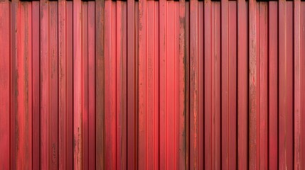 Vertical metal panels painted in vibrant red hues, showcasing texture and color variations