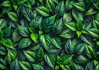 Naklejka premium Low Light Green Pepper Leaf Pattern - Organic Texture Background