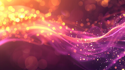 Fototapeta premium Abstract colorful background with flowing waves and sparkling bokeh lights.
