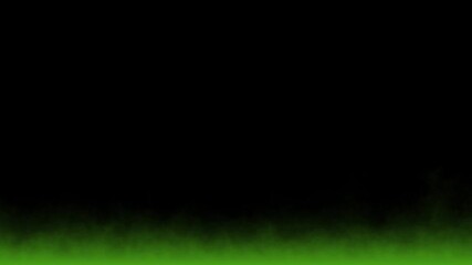 green smoke or fog that slowly appears from below on a black background. background animation