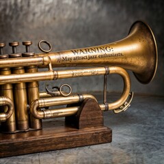 Obraz premium Vintage Trumpet: Antique Brass Instrument with Moody, Worn Character