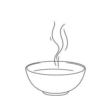 recommend clip art: Steaming soup bowl, simple line art, white background, food illustration
