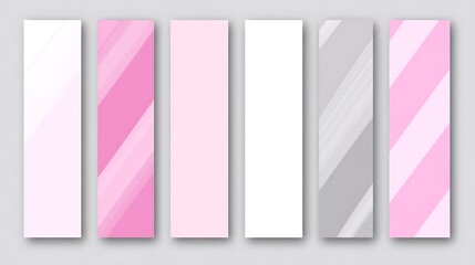 Fototapeta premium Abstract pastel pink grey and white diagonal line banners